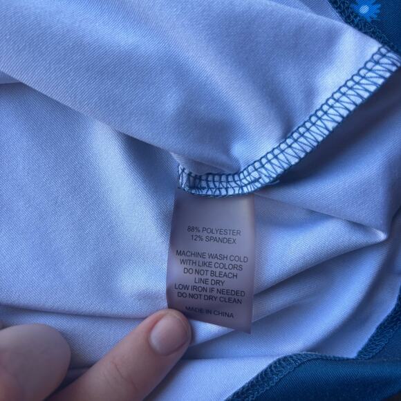 Redvanly Junian Golf Polo Shirt Mens L Admiral Blue Floral PurePoly Short Sleeve - Picture 9 of 14